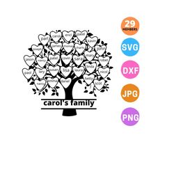 Family tree svg 29 members, Family reunion svg, Custom family tree svg  29names, Family tree clipart, cricut svg, svg files for silhouette