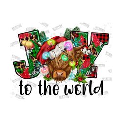 Joy To The World Png Sublimation Design, Christmas joy cow png sublimation design download, Christmas png, Christmas joy