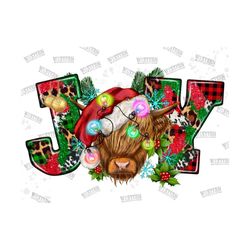 Joy Cow, Joy Christmas, Christmas Highland Cow Png, Farm Animals Png,Christmas Png, Christmas Png, Cow Png, Sublimation