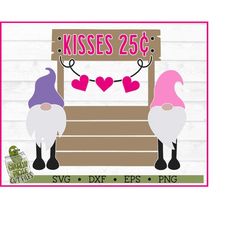 Valentine Gnome Kissing Booth SVG File, dxf, eps, png, Valentine's Day svg, Gnome svg, Silhouette Cameo svg, Cricut svg,