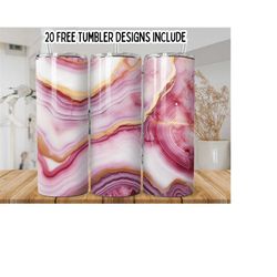 Pink and gold 20oz Sublimation Tumbler Designs, Glitter Agate Seamless png 9.2 x 8.3” Straight Skinny Tumbler Wrap png