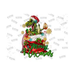 Christmas T-Rex Merry Rexmas png,Merry Christmas Png, Christmas T-Rex Png, Christmas T-Rex Dinosaur Png ,Sublimation Des