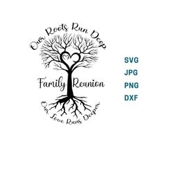 Family Reunion Our Roots Run Deep, Family Tree Svg, Family Reunion Svg, Tree with roots svg, Tree of life svg, svg, dxf file for cricut
