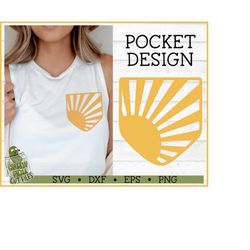 Sun Rays Pocket Design SVG File, dxf, eps, png, Shirt Pocket svg, Pocket Full of Sunshine svg, Cricut, Silhouette Cameo,