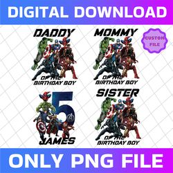 Personalized Avengers Birthday Png, Super Hero Birthday Png , Marvel Avengers Custom , Matching Family Png, Avengers