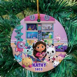 custom gabby dollhouse ornament, personalized gabby ornament, 2023 christmas ornament