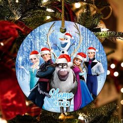 Personalized Frozen Christmas Ornament, Elsa Christmas Ornament, Elsa Anna Olaf Ornament