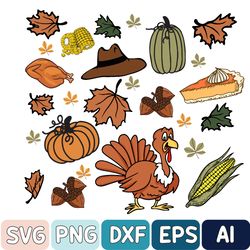 Thanksgiving Doodles Pumpkin Leaves Svg, Happy Turkey Day Svg, Thanksgiving Svg, Peace Sign Turkey Svg, Funny Fall Svg