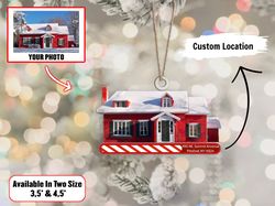 custom snow globe house warming photo ornament, custom house photo ornament xmas, christmas shape ornament acrylic