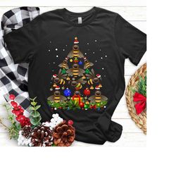 Bee Christmas Tree Bee Lover Xmas , Bee Merry Christmas T-Shirt Christmas Lights Tee ,Christmas Bee Shirt ,Christmas Gif