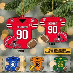 personalized american football christmas ornament, custom football helmet and ball ornament, football ornament