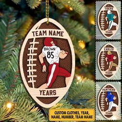 Personalized Football Player Ornament, Custom Football Player Christmas Ornament, American Football Ornament