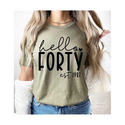 Hello Forty SVG, PNG, 40th Birthday Svg, 40th Birthday Shirt Svg, Forty And Fabulous Svg, Forty Svg, Forty-Licious Svg, Forty Birthday Svg