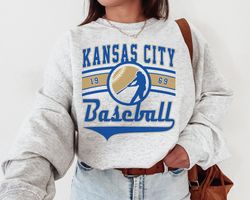 Vintage Kansas City Royal Crewneck Sweatshirt T-Shirt, Kansas City Royal EST 1969 Sweatshirt, KC Baseball Shirt, Retro R