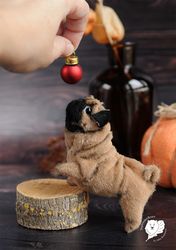 realistic miniature toy pug pet portrait