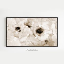Samsung Frame TV Abstract Brown Flower Watercolor Monotone Sepia Floral Downloadable, Digital Download Art