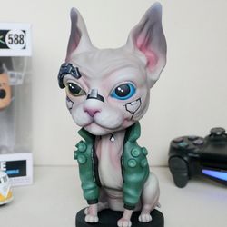 Cyber-cat Bobblehead figure | Cyberpunk 2077 statue