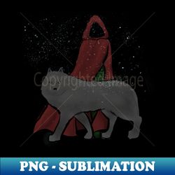 Red Riding Hood and Wolf in Snow - Artistic Sublimation Digital File - Unleash Your Inner Rebellion