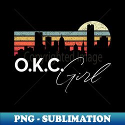 OKC Girl Retro Sunset City Skyline Souvenir - Artistic Sublimation Digital File - Stunning Sublimation Graphics