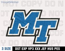 Middle Tennessee State Embroidery Designs, NCAA Machine Embroidery Design, Machine Embroidery Pattern