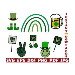 St Patrick's Clipart - St Patrick's Rainbow SVG - St Patrick's Cut File - St Patrick's Beer SVG - St Patrick's Peace Sign Svg - Shamrock Svg
