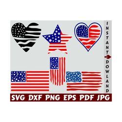 4th Of July Flag SVG - American Flag SVG - USA Flag Svg - Flag Svg - Flag Cut File - Flag Clipart- American Heart Svg- 4th Of July Heart Svg