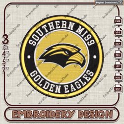 NCAA Logo Embroidery Files, NCAA Southern Miss Golden Eagles Embroidery Designs, Southern Miss Machine Embroidery Design