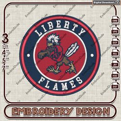 NCAA Logo Embroidery Files, NCAA Liberty Flames Embroidery Designs, Liberty Flames Machine Embroidery Design