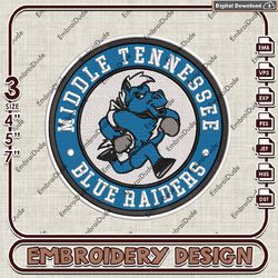 NCAA Logo Embroidery Files, NCAA Middle Tennessee Blue Raiders Embroidery Designs, Machine Embroidery Design
