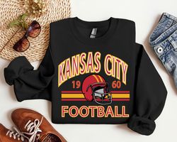 Kansas City Football Sweatshirt, Vintage Style Kansas City Football Crewneck Sweatshirt, Womens and Mens Kansas City Swe