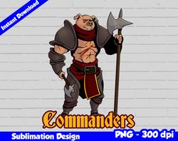Commanders Png, Football mascot warrior style, commanders t-shirt design PNG for sublimation, sport mascot design