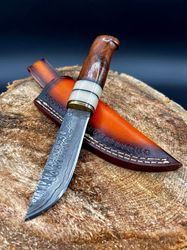 custom handmade Damascus steel skinner knife resin wood handle gift for him groomsmen gift wedding anniversary gift