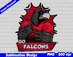 Falcons Png, Football mascot comics style, go falcons t-shirt design PNG for sublimation, sport mascot design