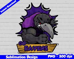 Ravens Png, Football mascot comics style, go ravens t-shirt design PNG for sublimation, sport mascot design