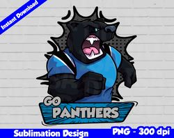 Panthers Png, Football mascot comics style, go panthers t-shirt design PNG for sublimation, sport mascot design
