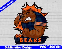 Bears Png, Football mascot comics style, go bears t-shirt design PNG for sublimation, sport mascot design