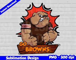 Browns Png, Football mascot comics style, go browns t-shirt design PNG for sublimation, sport mascot design