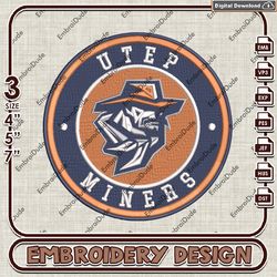 NCAA Logo Embroidery Files, NCAA UTEP Miners Embroidery Designs, UTEP Miners Machine Embroidery Design