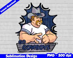 Cowboys Png, Football mascot comics style, go cowboys t-shirt design PNG for sublimation, sport mascot design