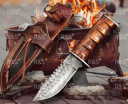 damascus steel hunting knife | handmade hunting bush craft knife | damascus knife with sheath | birthday & anniversary g