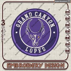 NCAA Logo Embroidery Files, NCAA GCU Lopes Embroidery Designs, Grand Canyon Lopes Machine Embroidery Design