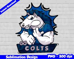 Colts Png, Football mascot comics style, go colts t-shirt design PNG for sublimation, sport mascot design