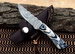 handmade skinner knife, damascus fixed blade knife, groomsmen gift, damascus skinner gut hook knife, hunting knife, dama