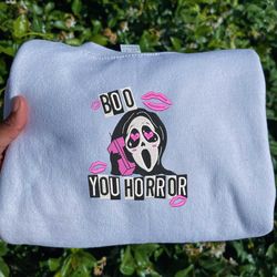 Boo You Horror Embroidery Design, Face Ghost Embroidery Machine File, Scary Halloween, Embroidery Designs
