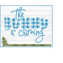 The Bunny is Coming Easter SVG File, dxf, eps, png, Easter Bunny svg, Cricut, Silhouette Cameo, Cutting File, Easter pla