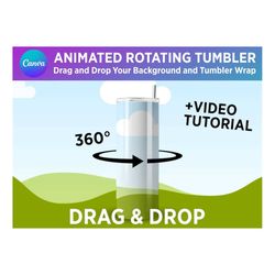 animated 20oz rotating tumbler mockup canva template - add your own background and tumbler wrap