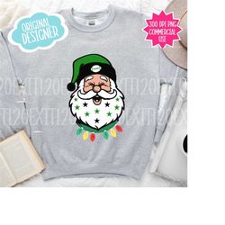 Green and White Santa PNG, Commercial Use Png, Trendy Christmas Santa Png For Football Fans, Sublimation, Digital Downlo