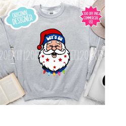 Blue and Red Santa PNG, Commercial Use Png, Trendy Christmas Santa Png For Football Fans, Sublimation, Digital Download,