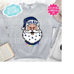 Blue and White Santa PNG, Commercial Use Png, Trendy Christmas Santa Png For Football Fans, Sublimation, Digital Downloa