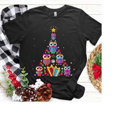 Owl Christmas Tree T shirt, Owl Christmas Tree Shirt,Owl Shirt, Owl Lover Shirt, Christmas Pajamas Shirt, Owl Christmas
